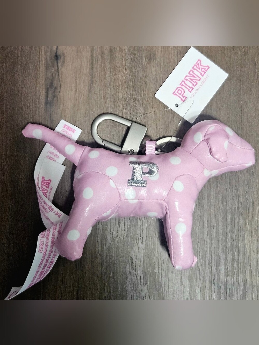 PINK Victoria's Secret Micro Dog Keychain Bag Charm Pink Polka Dot Watch Party - Picture 10 of 16